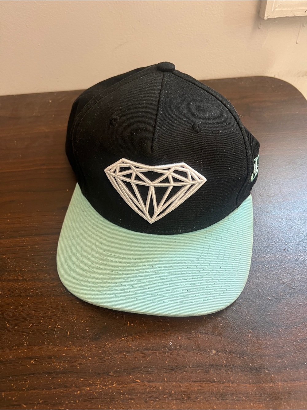 Diamond Supply Co. Black Snapback with Mint Brim